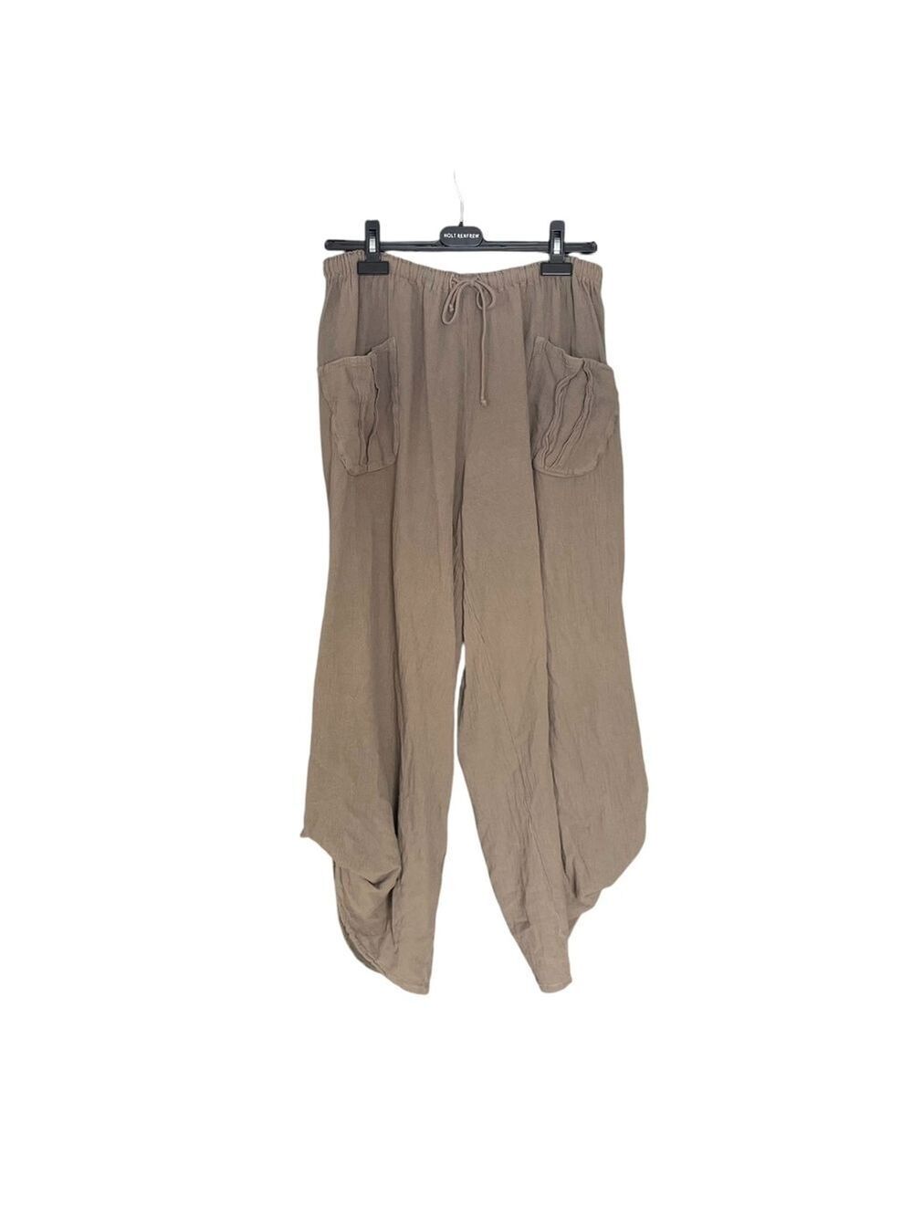 EDIN Cotton Pull On Oversized Cropped Pants Taupe 29